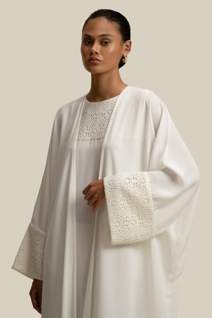 Earth Woven White Abaya
