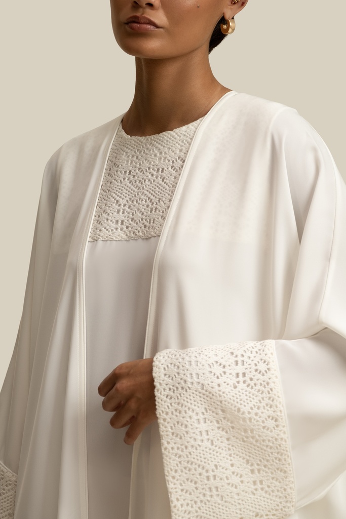Earth Woven White Abaya