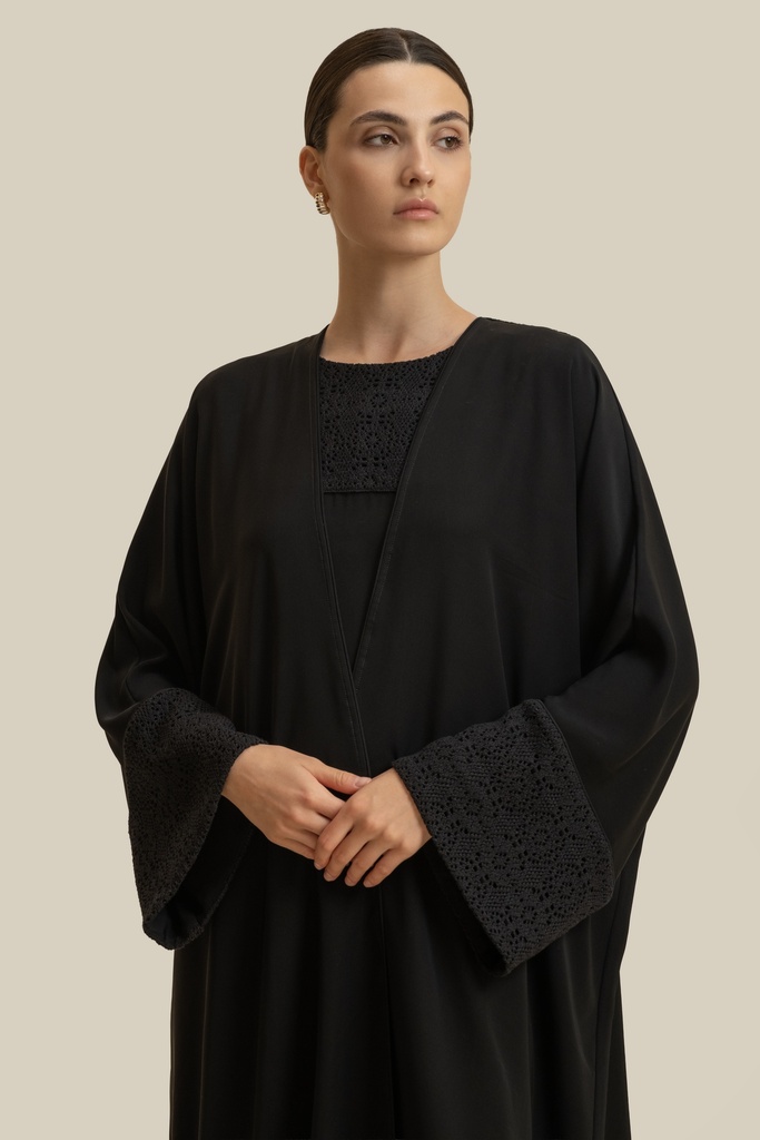 Earth Woven Black Abaya